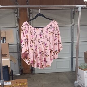 No Boundaries Pink Floral Blouse
